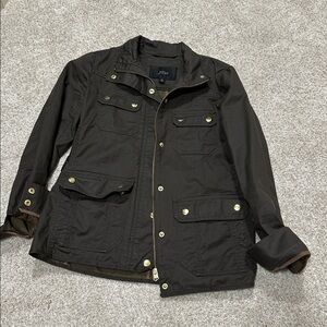 J. Crew Dark Brown/Olive Military Jacket with Gold Accents
